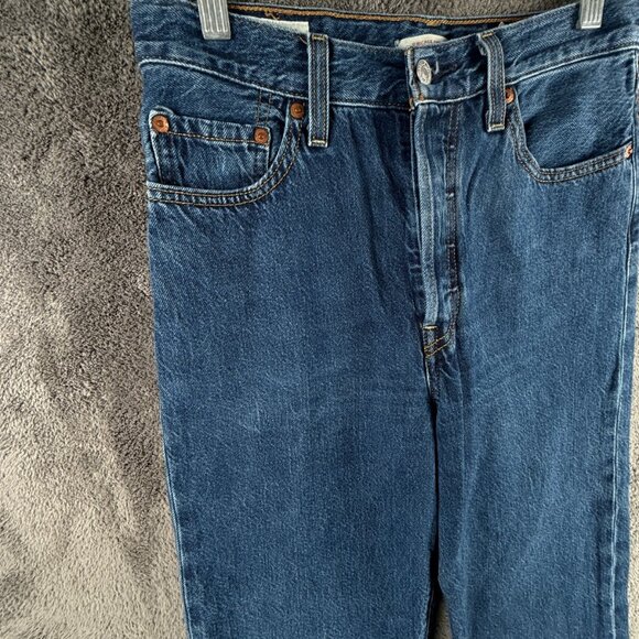 Levi's Premium Ribcage Straight Women 28 Blue Denim Jeans Big E ACTL 29x25 - Picture 2 of 16